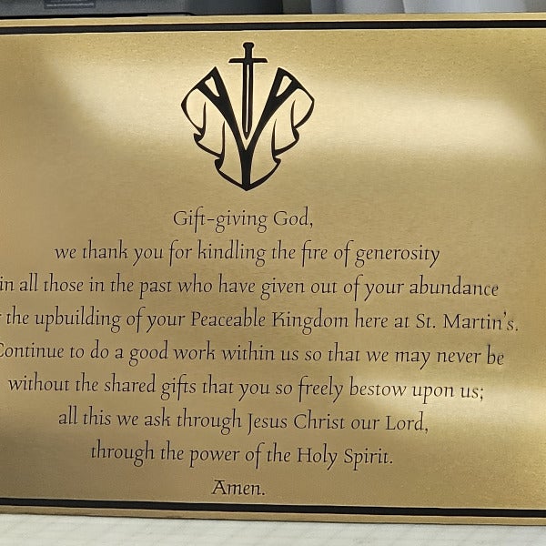 A beautiful new plaque at St. Martin's
