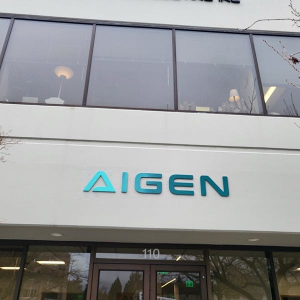 Branded Dimensional Signage for Robotics Tech Startup Planting Roots in Redmond - Aigen, Redmond WA