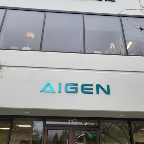 Branded Dimensional Signage for Robotics Tech Startup Planting Roots in Redmond - Aigen, Redmond WA
