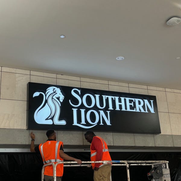 Southern Lion Push Through Acrylic Storefront Sign