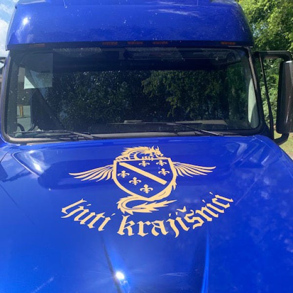 Semi Truck hood close up