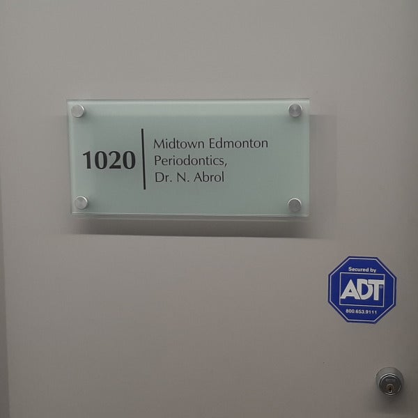 Etch Vinyl & Glass Wayfinding sign for Group Three Property Management in Edmonton, AB