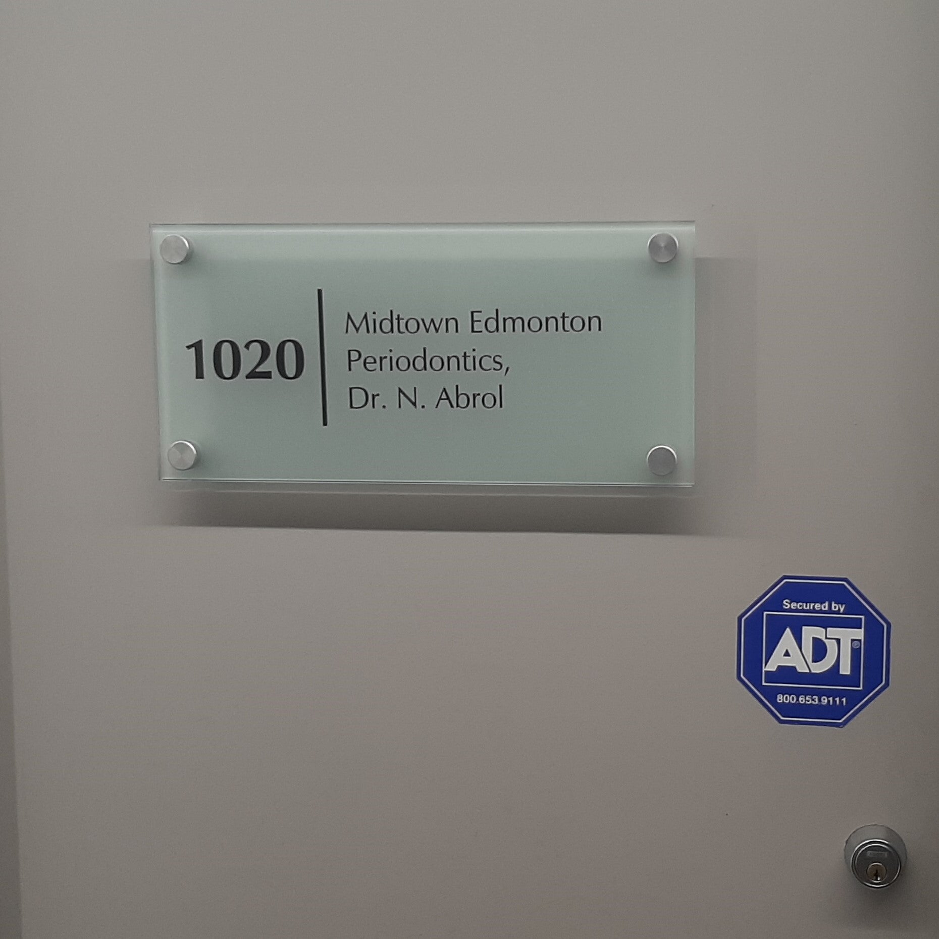 Etch Vinyl & Glass Wayfinding sign for Group Three Property Management in Edmonton, AB