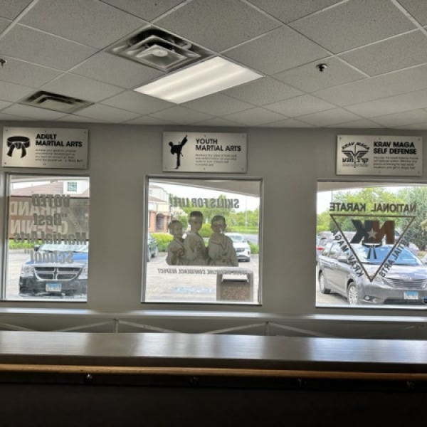 National Karate Naperville Interior sigs above windows