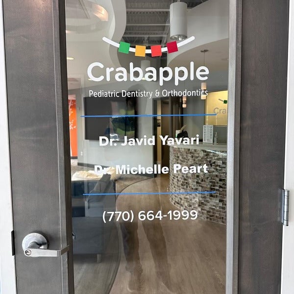 Door Decal with Crabapple Pediatric Dentistry and Orthodontics