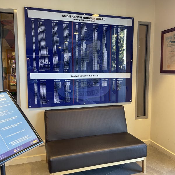 RSL - Acrylic Honour Board