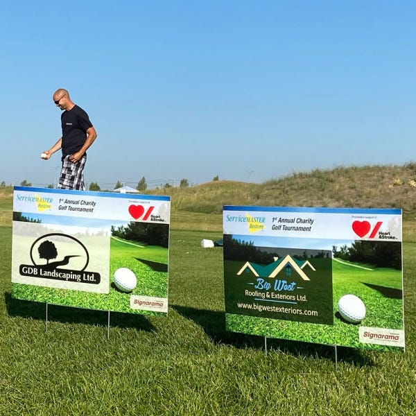 Coroplast Lawn Signs for ServiceMaster Charity Golf Tournament in Edmonton, AB