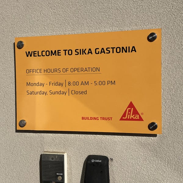 Sika Plant Hours of Operation