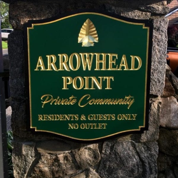 Arrowhead Point Brookfield CT Carved Gold Leaf Sign