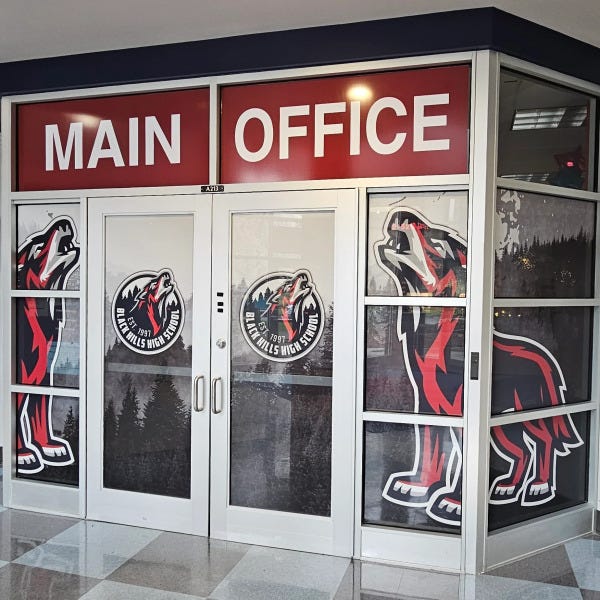 Black Hills HS - Interior Office Perforated Windows