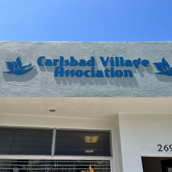 Storefront signage in the heart of the Carlsbad Village