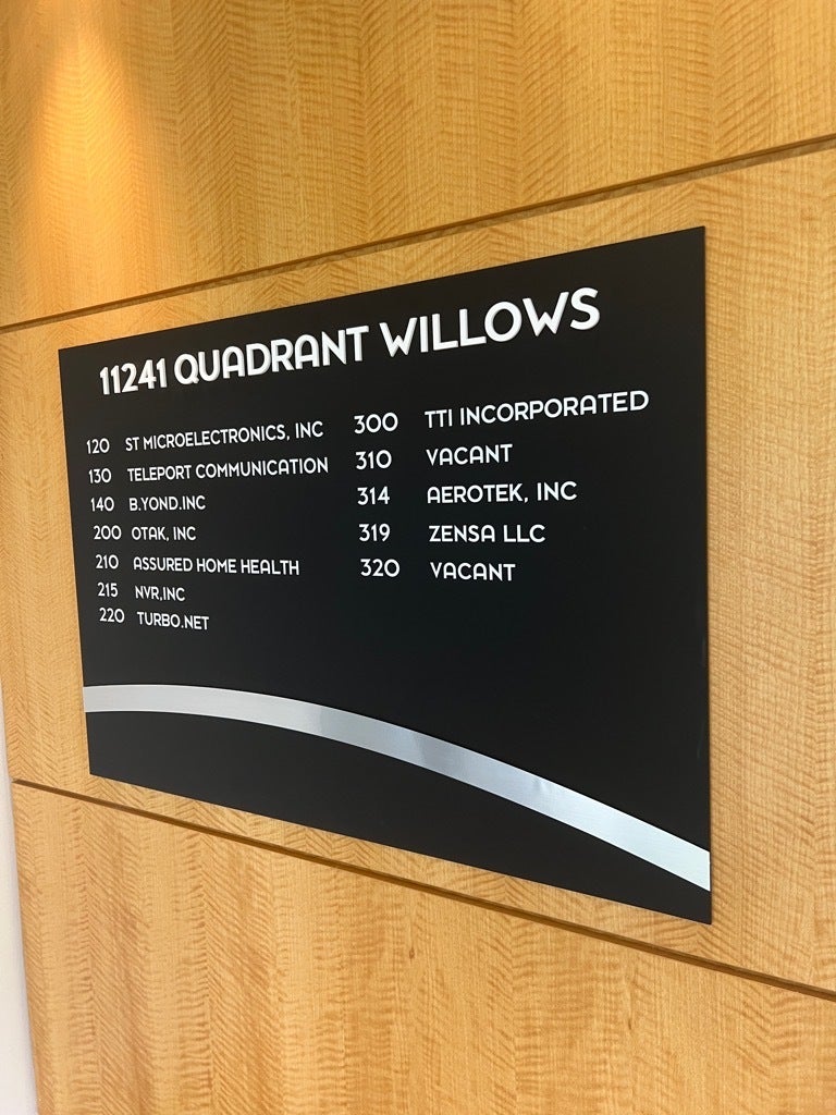 Custom Suite Signs for Quadrant Willows - Redmond, WA