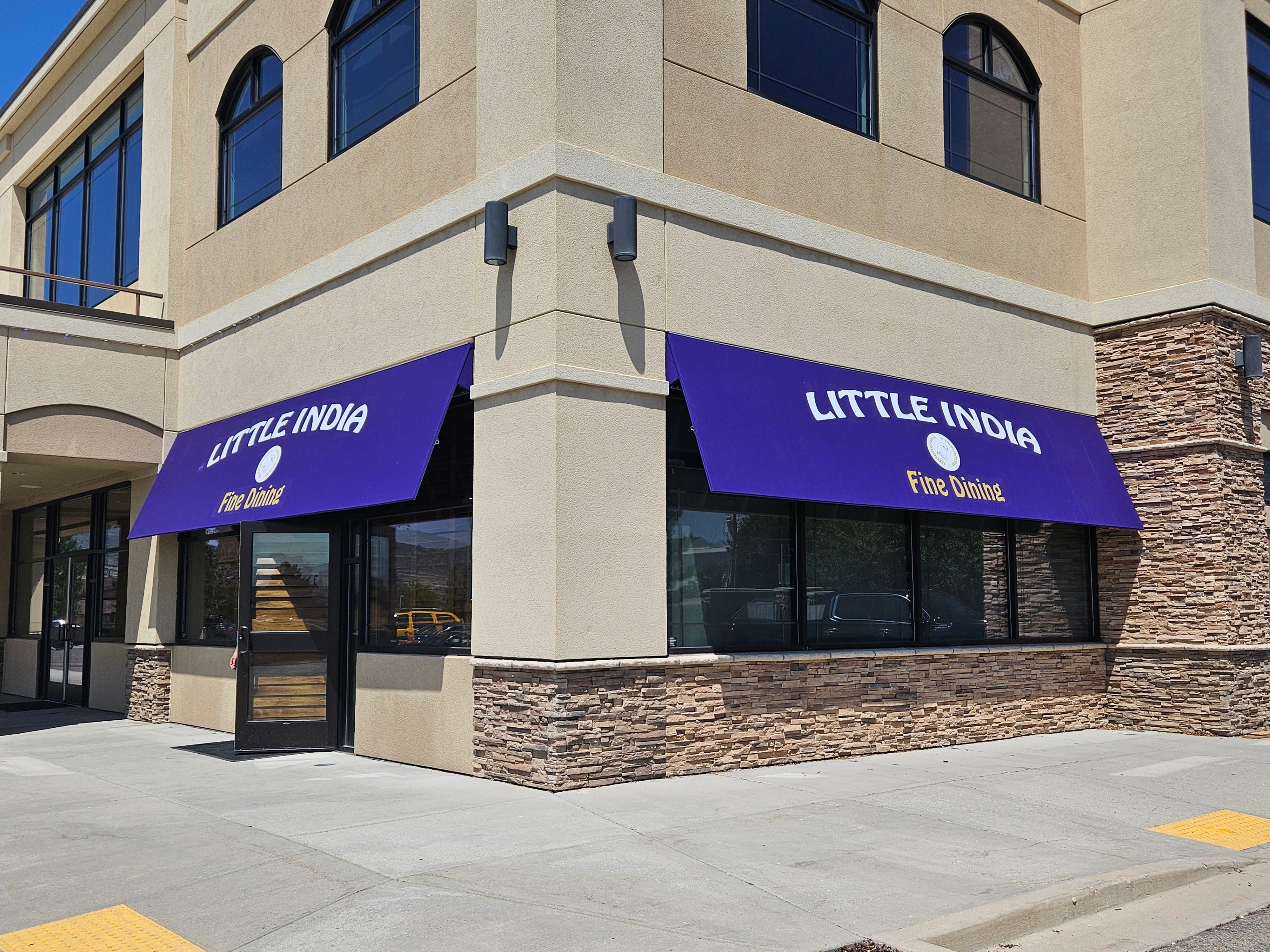 Illuminated Channel Letters • Awnings • Monument Sign • Frosted Vinyl • Door Vinyl Package • Alpine, Utah • Restaurant Industry • Little India