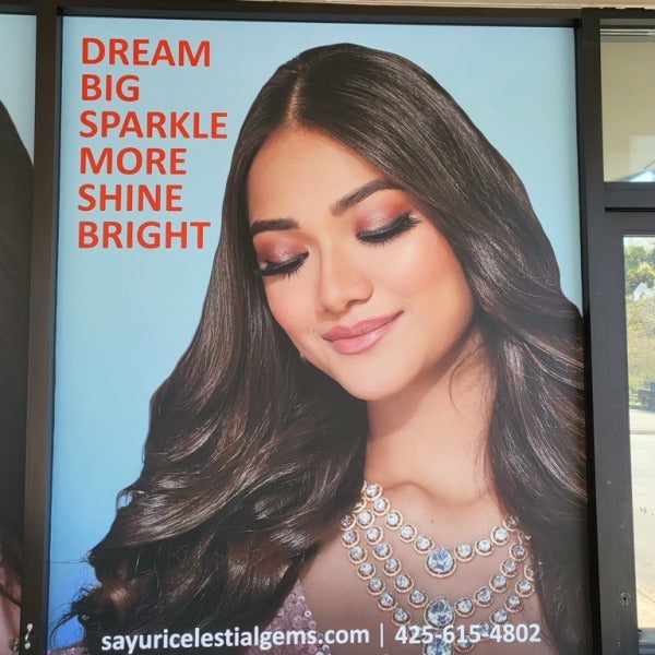 Custom Signs for Windows at Sayuri Gems - Sammamish, WA