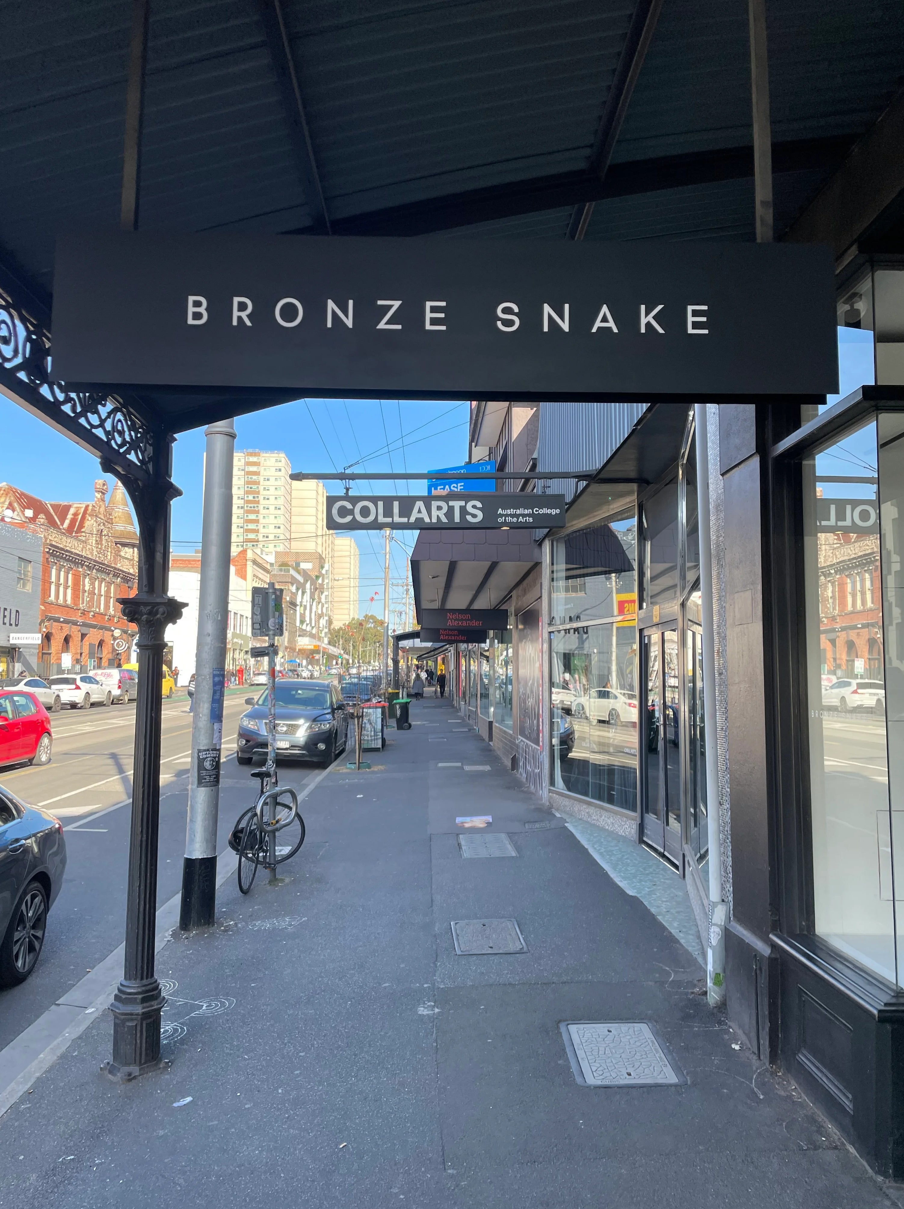 Under Awning Decal - Bronze Snake - Fitzroy VIC.