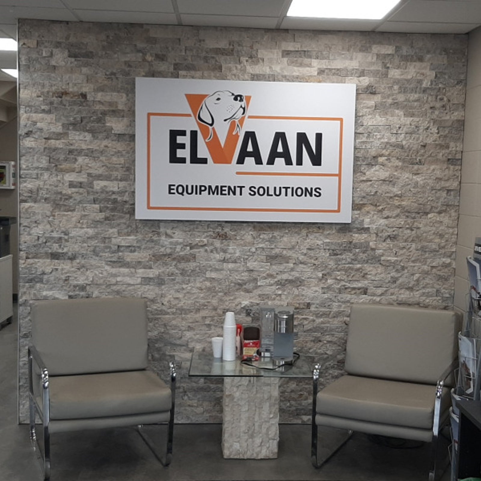 Elvaan Equipment Reception Signage in Edmonton, AB