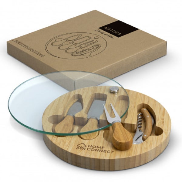 Custom NATURA Glass & Bamboo Cheese Board