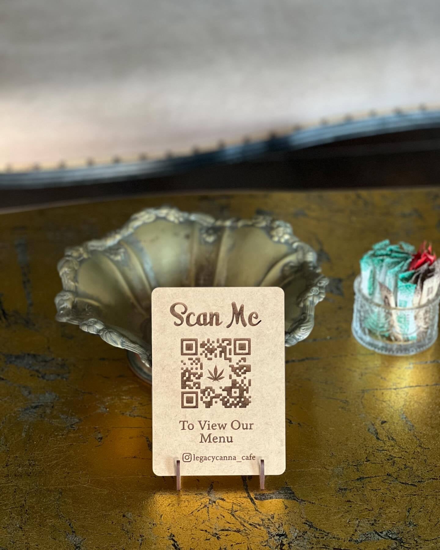 Laser cut and engraved menu barcode