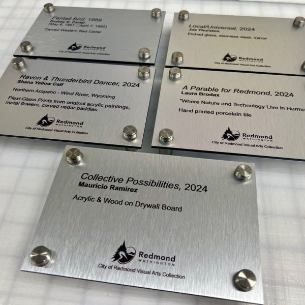 Custom Signs for Art Displays - Redmond Senior and Community Center, Redmond, WA