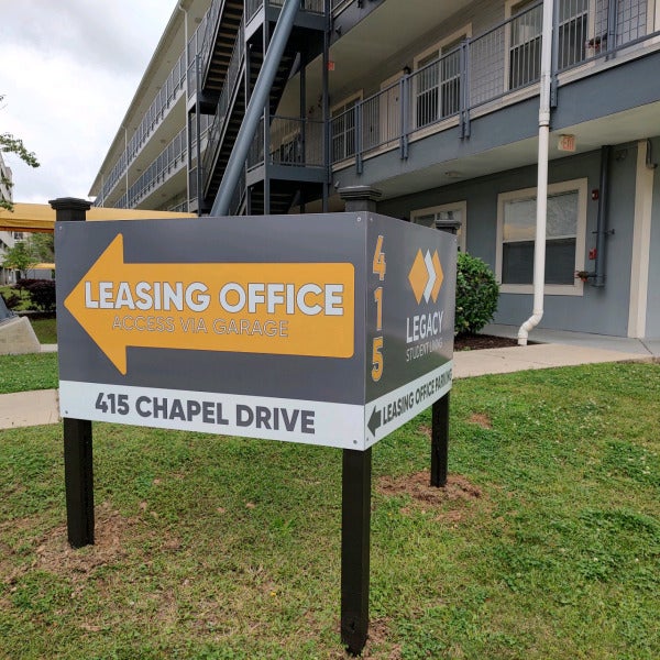 Legacy Student Living Post and Panel Signage