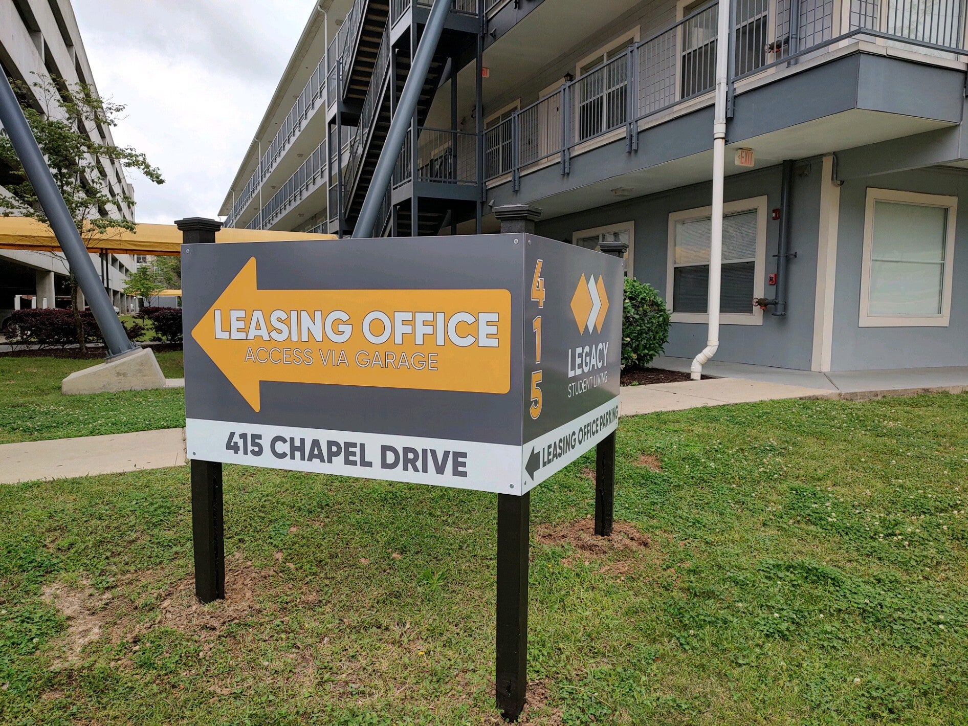 Legacy Student Living Post and Panel Signage