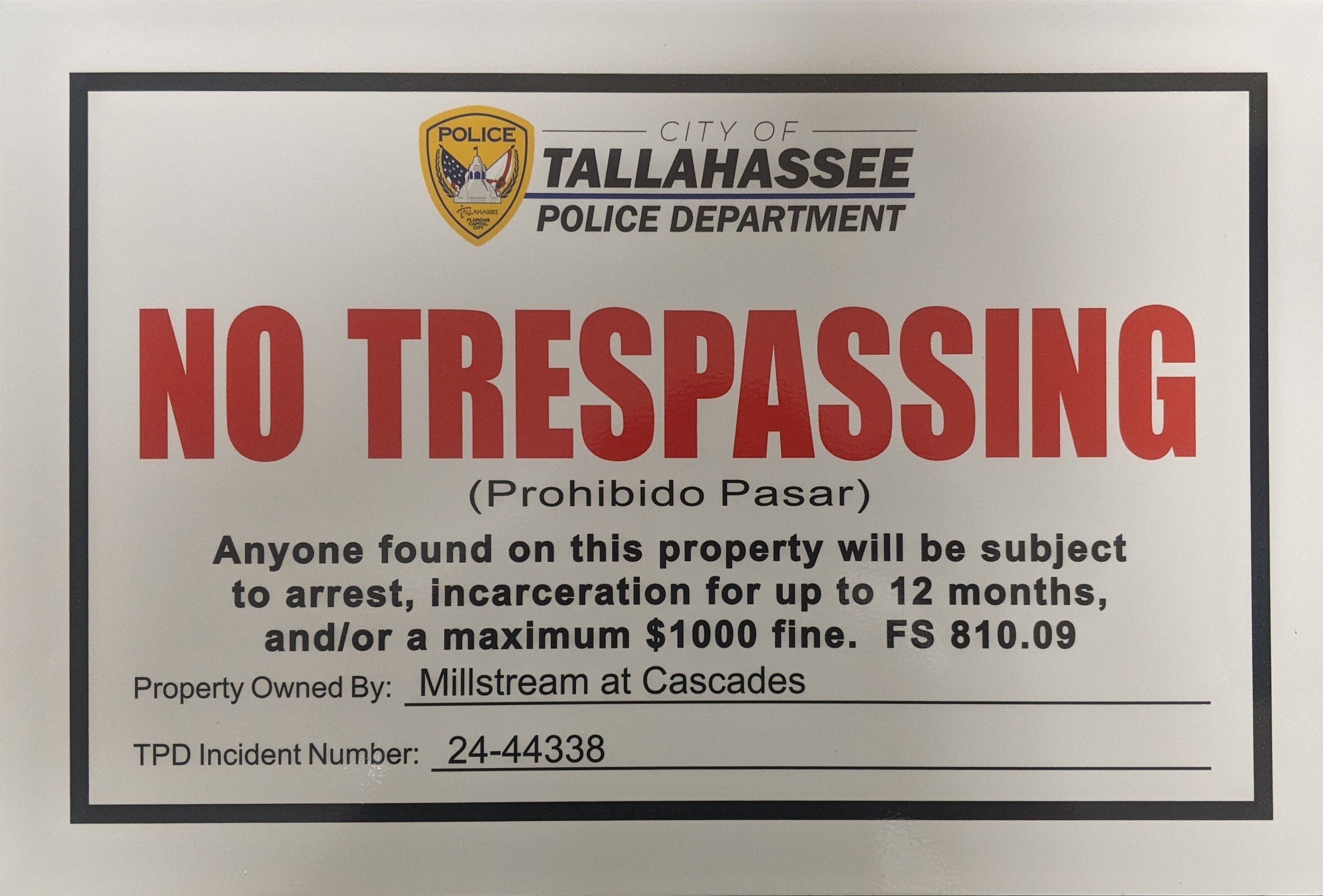 No Trespassing Metal Sign