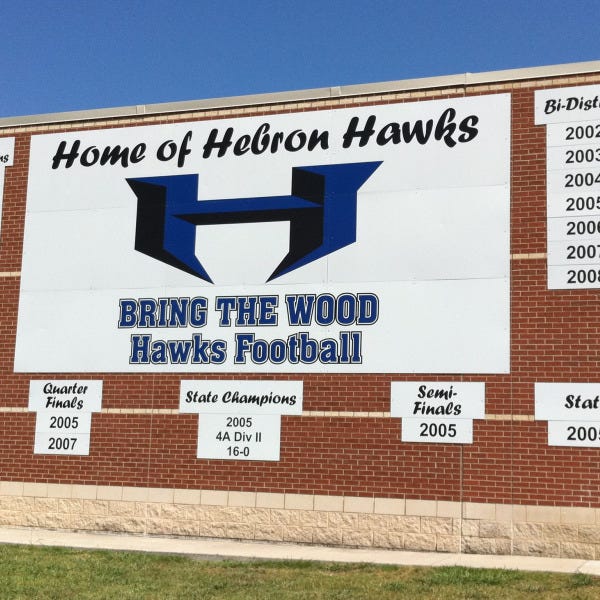 Hebron Hawks Football Stadium Sign