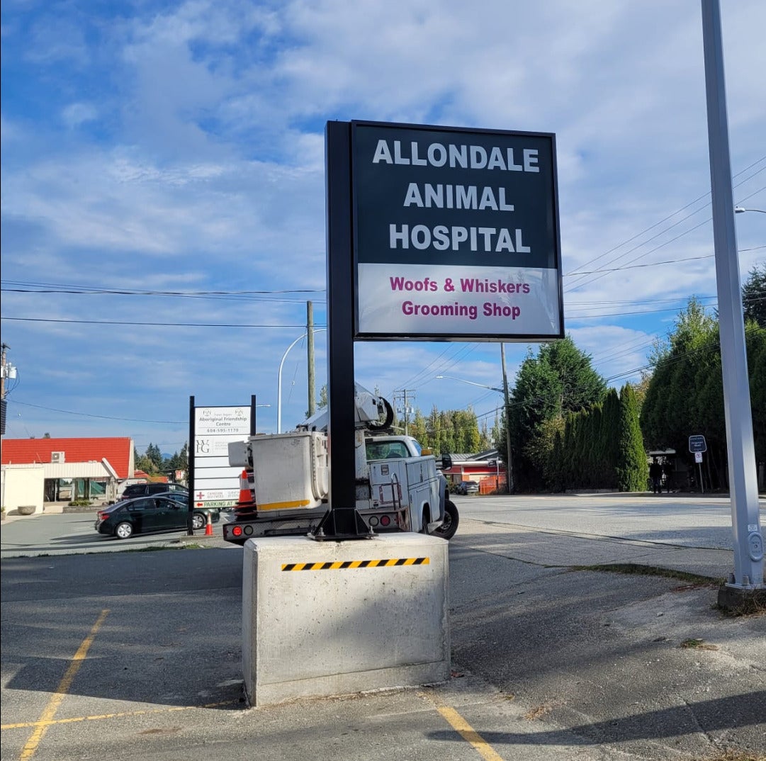 Pylon Sign for Allondale Animal Hospital in Surrey, BC
