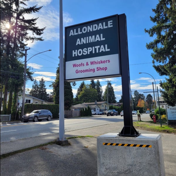 Pylon Sign for Allondale Animal Hospital in Surrey, BC
