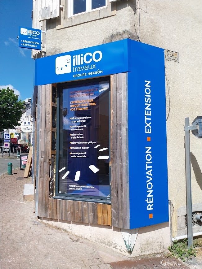 Réalisation d'une nouvelle enseigne pour notre client Illico Travaux à La Suze sur Sarthe