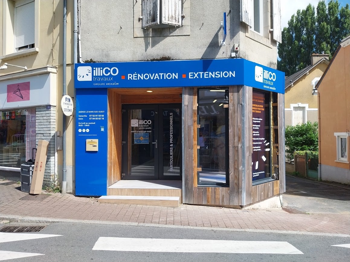 Réalisation d'une nouvelle enseigne pour notre client Illico Travaux à La Suze sur Sarthe