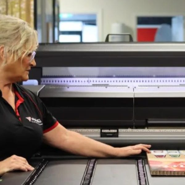 Sustainable signage with Melissa Marshall - Signarama Tuggerah owner overseeing the sign production
