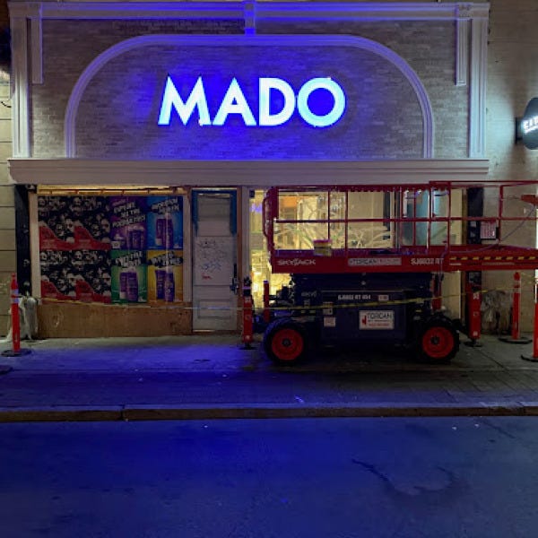Illuminated Channel Letters for MADO Cafe in Toronto