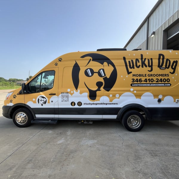 Vehicle Graphics for Lucky Dog Mobile Grooming in Houston TX