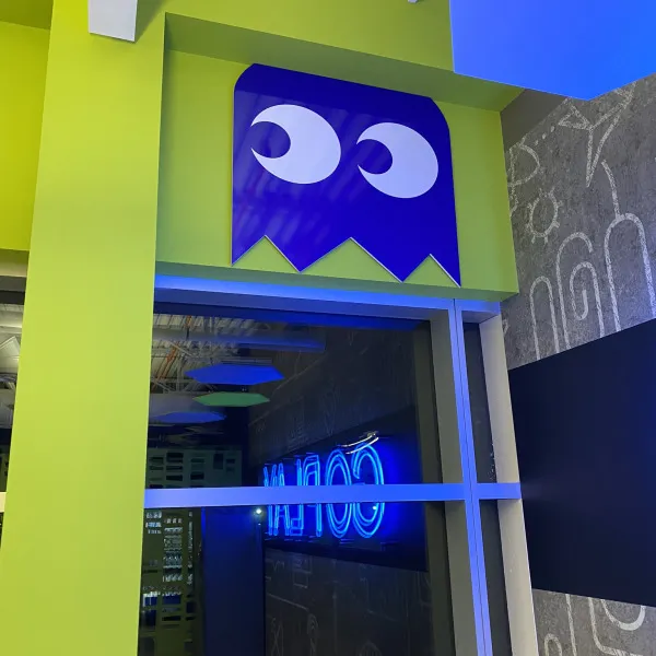 Custom PacMan Indoor Sign for Geotab in Oakville