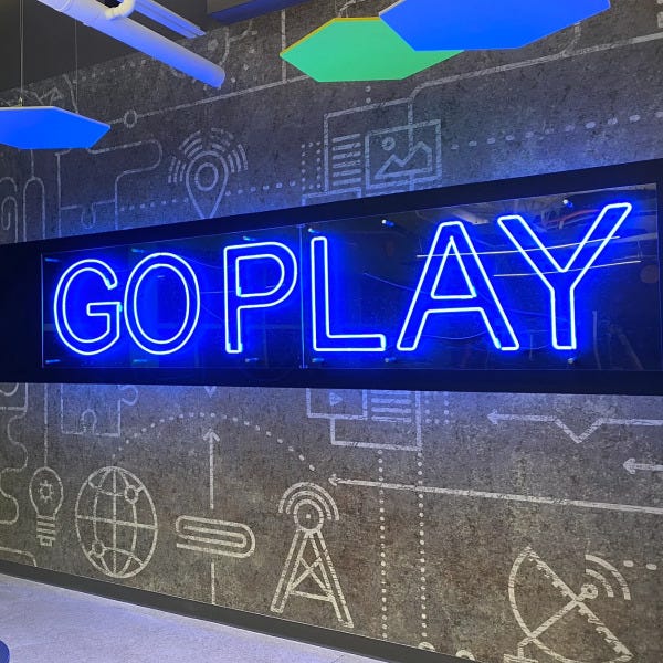 Custom GOPLAY Neon Indoor Sign for Geotab in Oakville