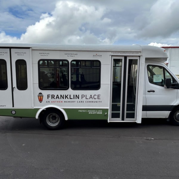 Franklin Memory Care’s Bus Graphics Drive Their Brand Forward