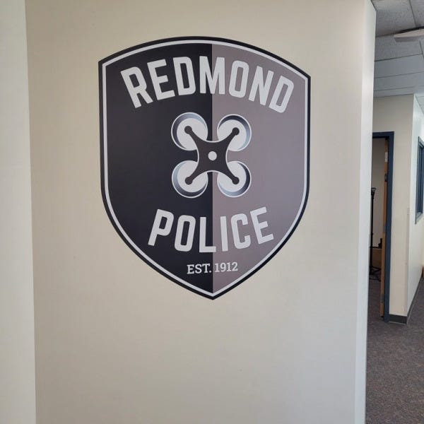 Custom Brand Signs Comes in Various Forms - Redmond Police Drone Dept Gets Brand Treatments, Redmond, WA