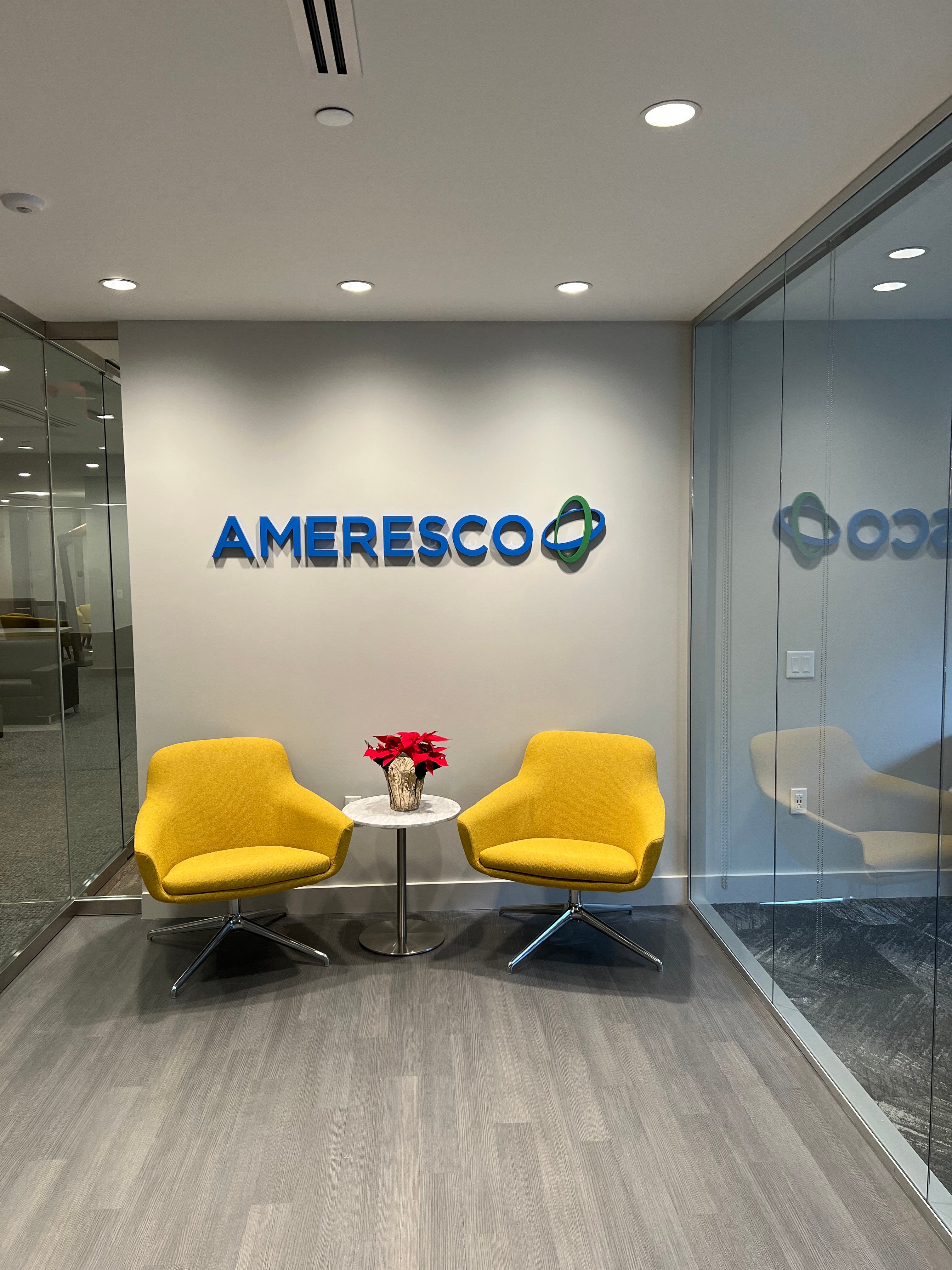 3D Custom Acrylic Reception Sign for Ameresco in Capitol Hill, Washington DC