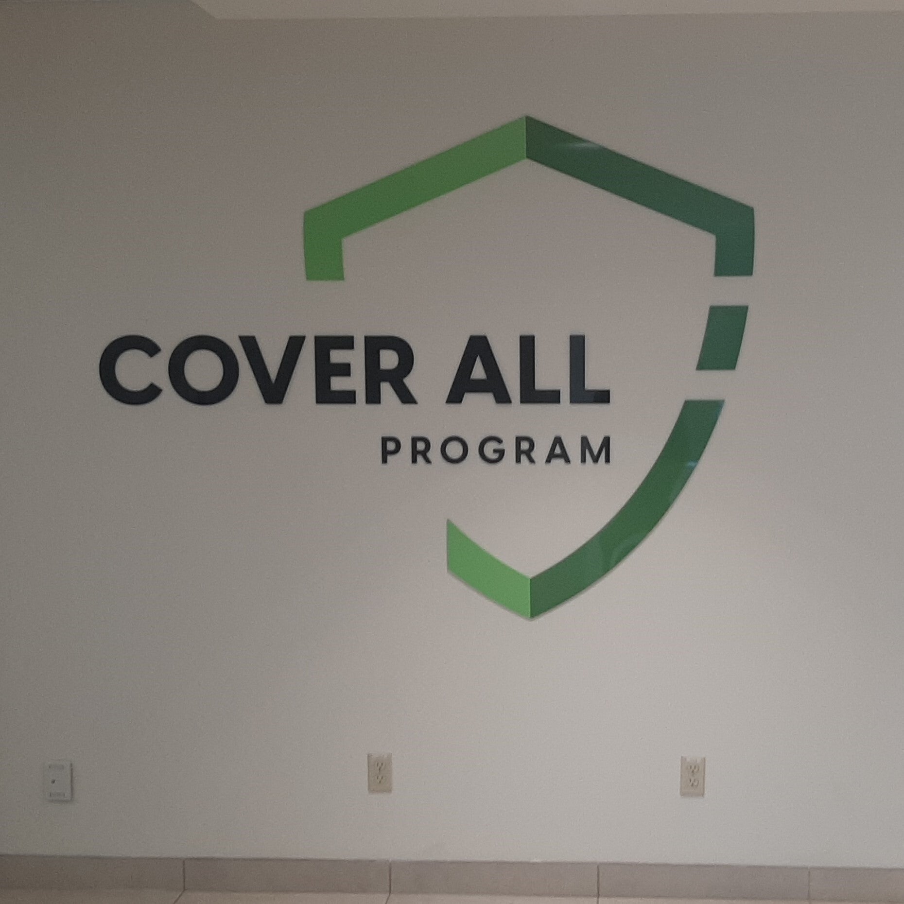 Acrylic Reception Sign for Cover All Program in Edmonton, AB