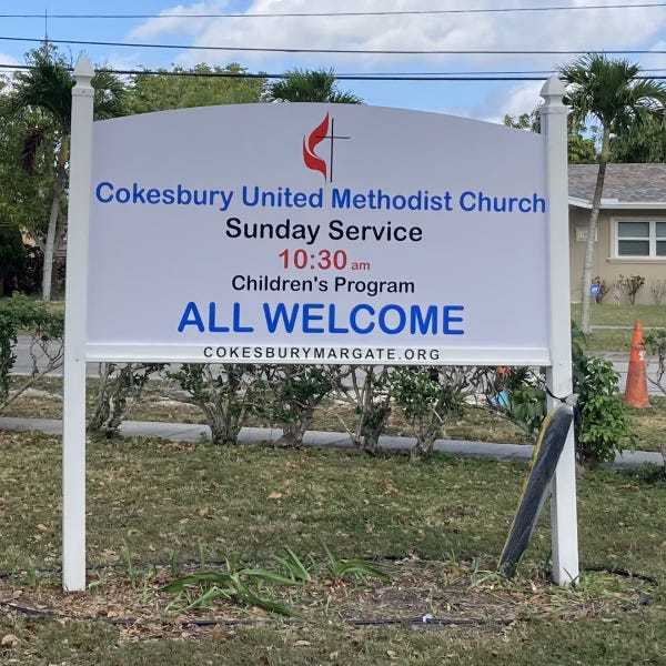 Decorative Cut Top, Post & Panel Sign for a Church