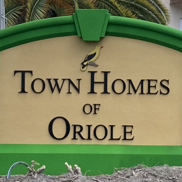 Monument Sign for Town Homes of Oriole
