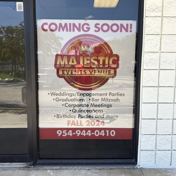 Majestic Events Coming Soon Window Sign