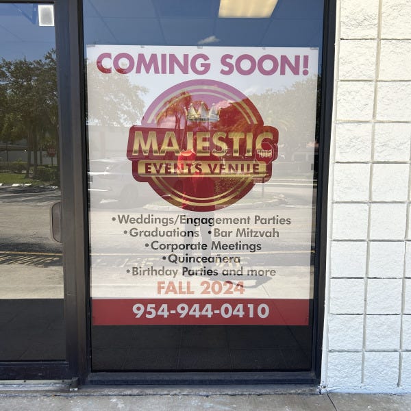 Majestic Events Coming Soon Window Sign