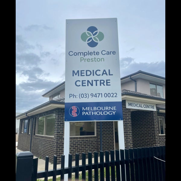 Building Exterior signage - Complete Care - Preston VIC.