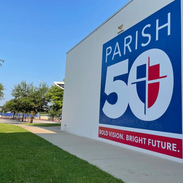 Giant school anniversary exterior wall wrap