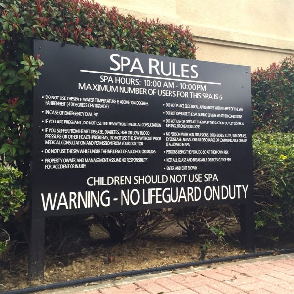 Texas Apartment Pool Rules Sign