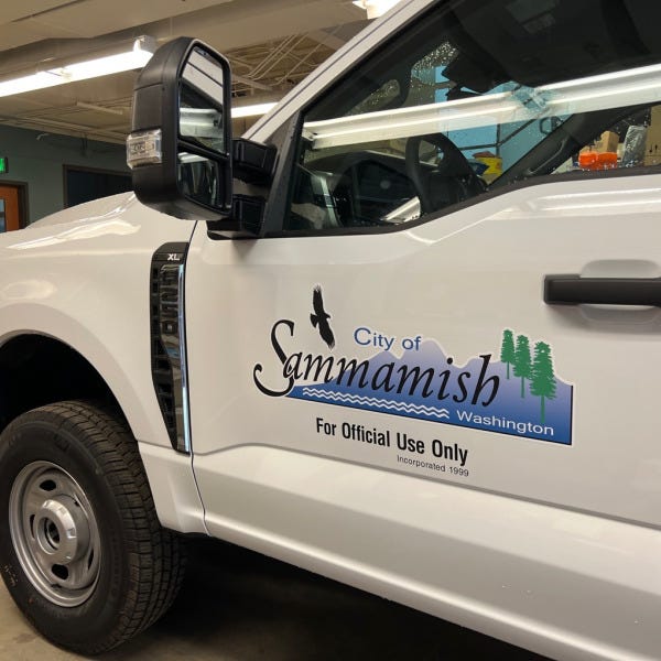 Custom Vehicle Decals for City of Sammamish Fleet Shows Community Presence