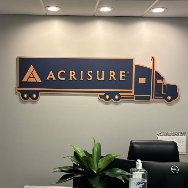 Acrisure Insurance rebranded dimensional sign in Coral Springs, FL