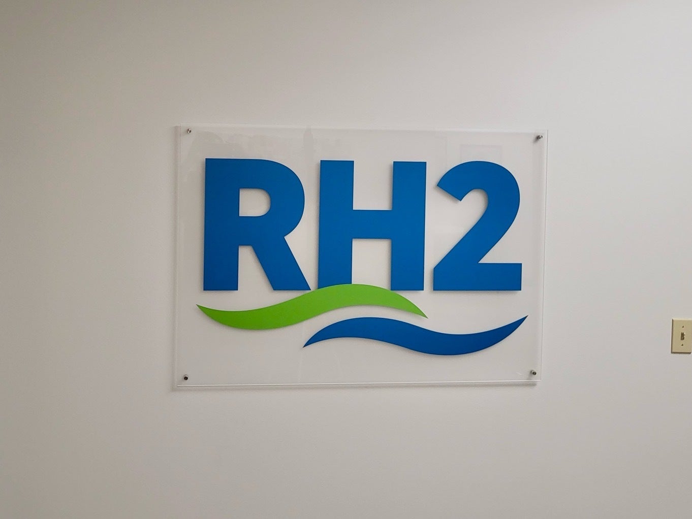 Custom Lobby Sign - in Acrylic and Printed Vinyl for RH2, Bellevue, WA